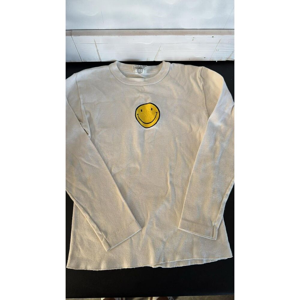 Large Girls Smiley Face T-Shirt Black Jack